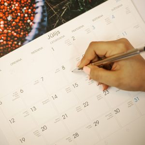 kalendārs ar pieraksta vietu